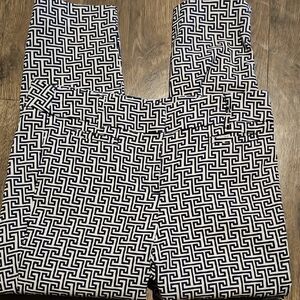 LOFT Pants Navy  White Geometric Print Size 4 Marisa Stretch Women Summer